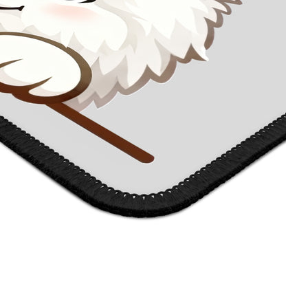 'Smile Big, Chase Dreams' Gaming Mouse Pad — Cute White Fluffy Samoyed Dog Design