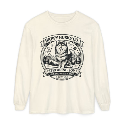 Unisex Happy Husky Co. Long Sleeve T-Shirt — 'Spreading Joy One Tail Wag At A Time' Graphic (Additional Colors)