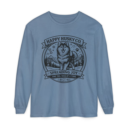 Unisex Happy Husky Co. Long Sleeve T-Shirt — 'Spreading Joy One Tail Wag At A Time' Graphic (Additional Colors)