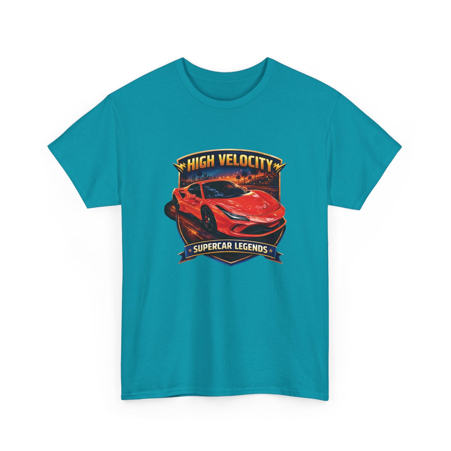 Adult Unisex Orange/Red 'High Velocity' Sportscar Theme Supercar Legends Series Graphic T-Shirt (Additional Colors)