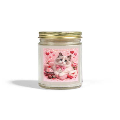 Valentine's Ragdoll Pussycat Design Luxe Coconut Apricot Wax Candle (4oz / 9oz) — Choice of Soothing Home Fragrances