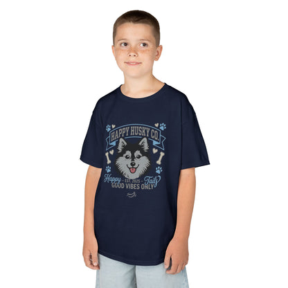 Kids Happy Husky Co. 'Happy Tails, Good Vibes Only' Tee — Puppy Graphic Shirt (Additional Colors)