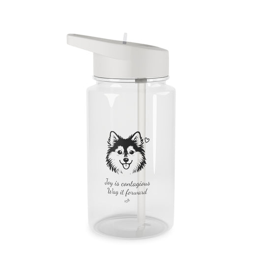 Adorable Pomsky-Design Tritan Water Bottle — "Joy is Contagious, Wag it Forward" Dog Theme Water Bottle (Additional Size)