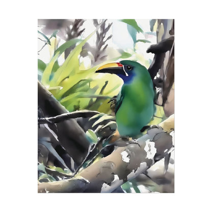 Nature-Inspired Colorful Tropical Bird on a Branch Wall Art Print