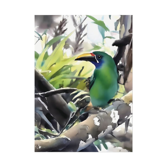 Nature-Inspired Colorful Tropical Bird on a Branch Wall Art Print