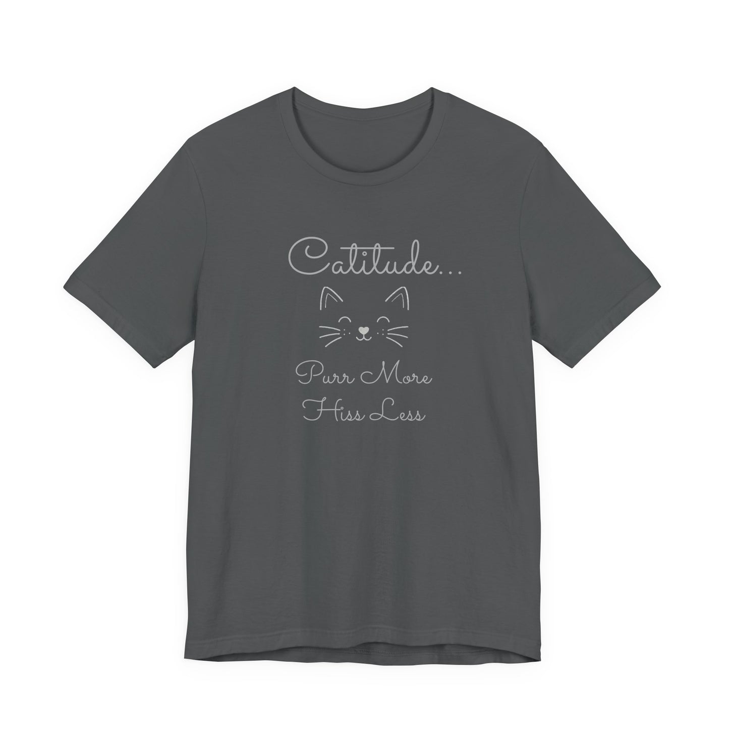 Adult Catitude Tee 'Purr More, Hiss Less' & Cat Silhouette Double-Sided Minimalist Cat T‑Shirt (Additional Colors)