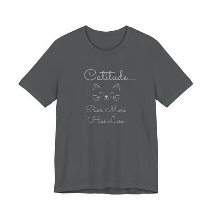 Adult Catitude Tee 'Purr More, Hiss Less' & Cat Silhouette Double-Sided Minimalist Cat T‑Shirt (Additional Colors)