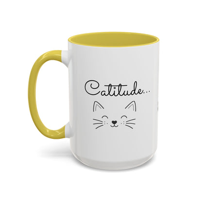 Minimalist Cat Design Color Accent Mug - Catitude - 'Purr More Hiss Less' (Additional Colors)