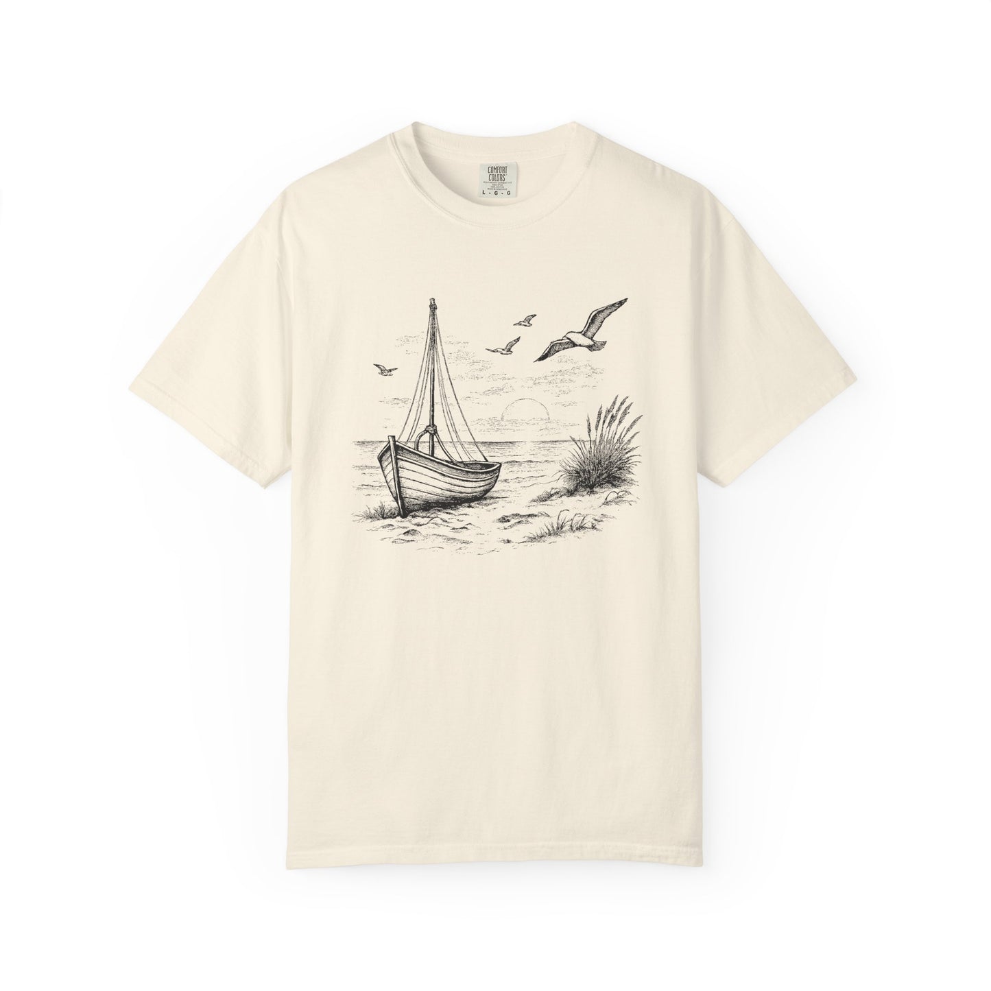 Unisex Adult Sailboat Nautical Double-Sided Tee - 'Set Your Course by the Stars Not the Storm' Motivational Shirt (Additional Colors)