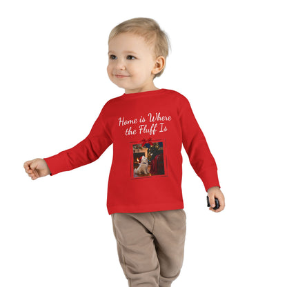 Cozy Toddler Christmas Long Sleeve Tee - 'Home is Where the Fluff Is' (Additional Color)