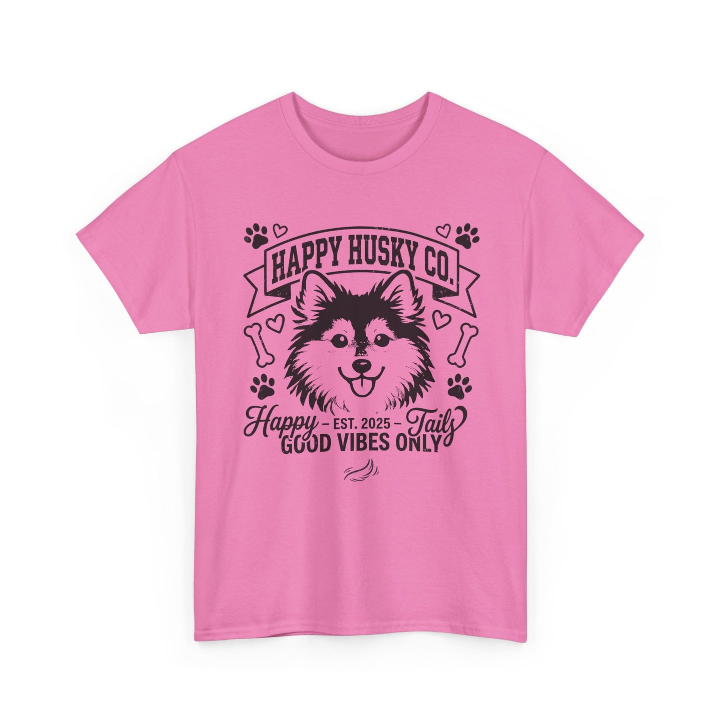 Unisex Adult Happy Husky Co. 'Happy Tails, Good Vibes Only' Graphic Tee (Additional Colors)