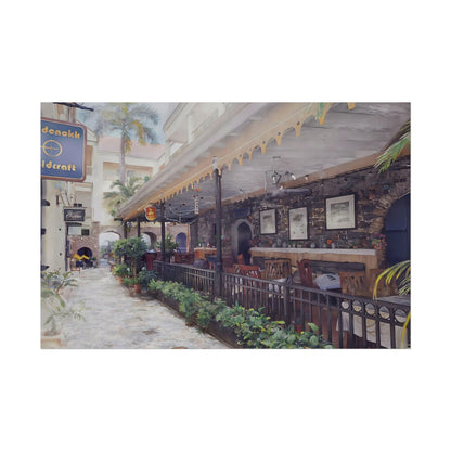 Textured Watercolor-Style Matte Serene Street Scene Art Print