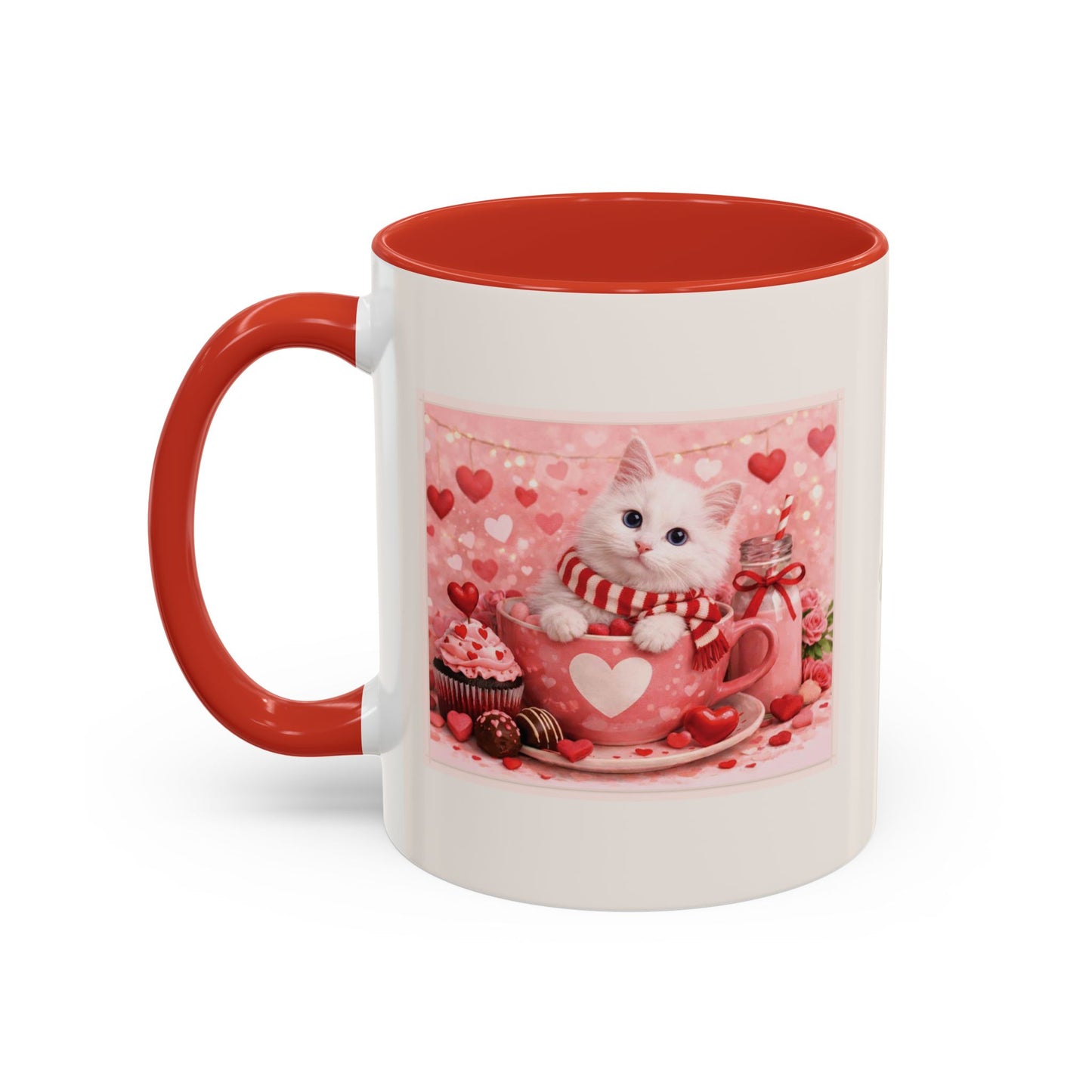 Valentine's Romantic Pussycat Theme 'Purr more Hiss less Stay pawsome' Accent Coffee Mug, 11 oz or 15 oz (Additional Color)