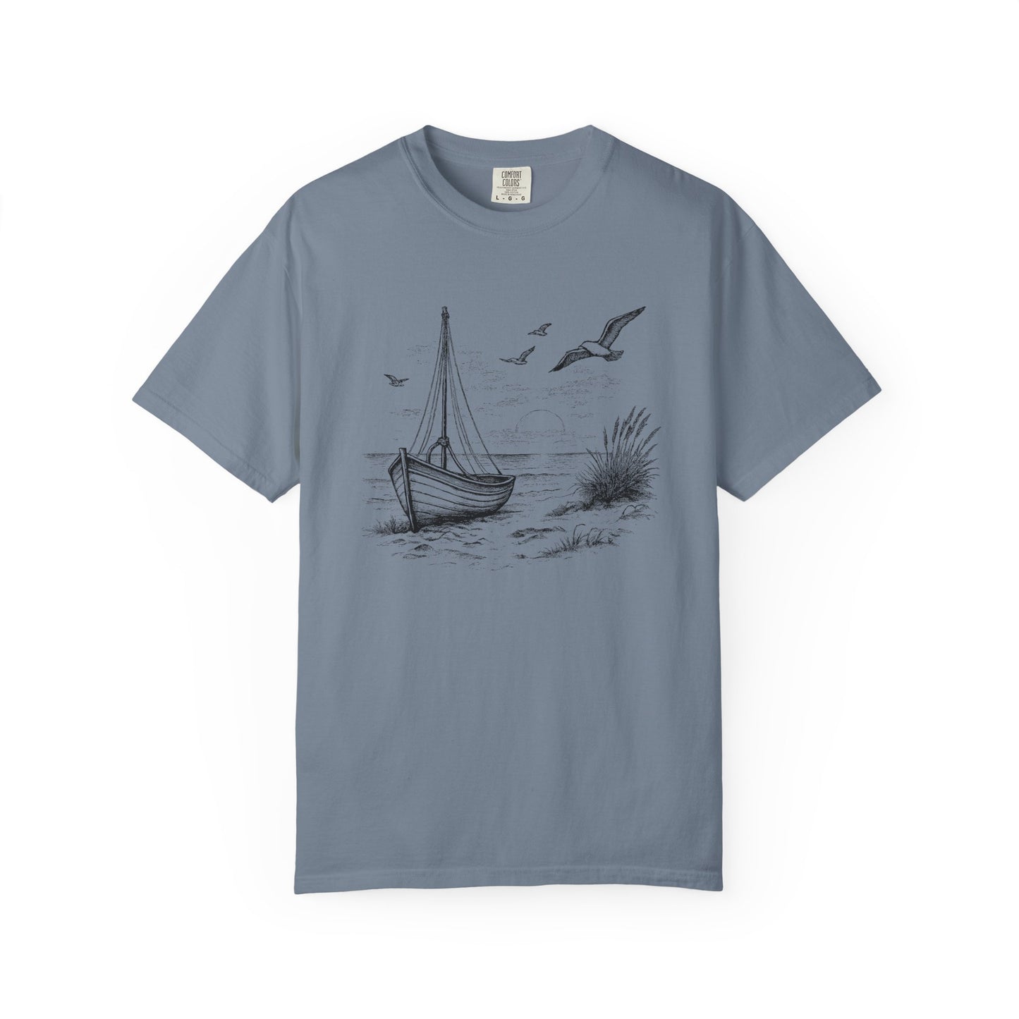 Unisex Adult Sailboat Nautical Double-Sided Tee - 'Set Your Course by the Stars Not the Storm' Motivational Shirt (Additional Colors)