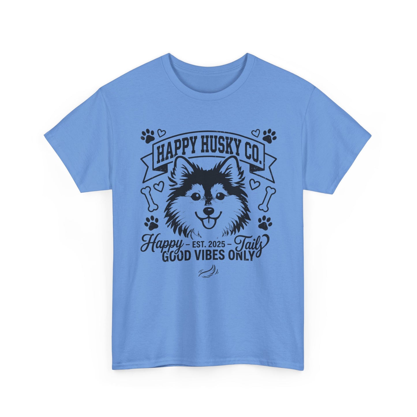 Unisex Adult Happy Husky Co. 'Happy Tails, Good Vibes Only' Graphic Tee (Additional Colors)