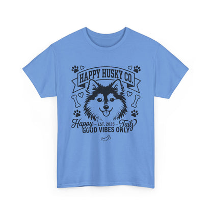 Unisex Adult Happy Husky Co. 'Happy Tails, Good Vibes Only' Graphic Tee (Additional Colors)
