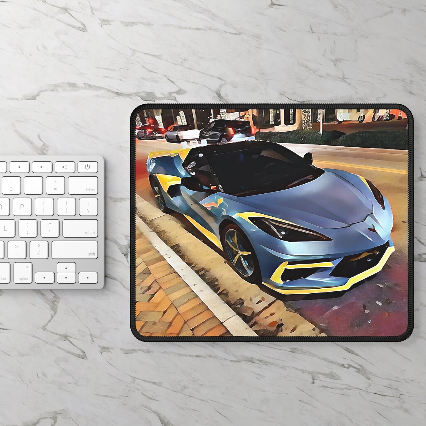 Artsy Blue Sportscar Mouse Pad