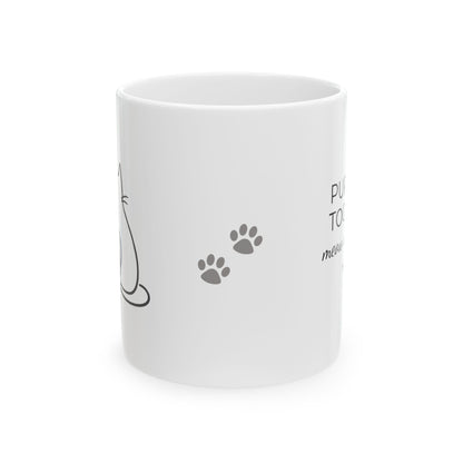 Two Cats and a Heart White Ceramic Mug — "Purrfect Together meow & always" (11oz & 15oz)