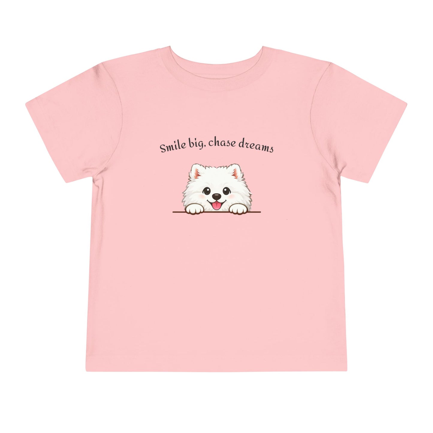 Unisex Toddler Tee 'Smile Big, Chase Dreams' Cute Fluffy Samoyed Puppy Design (Additional Colors)