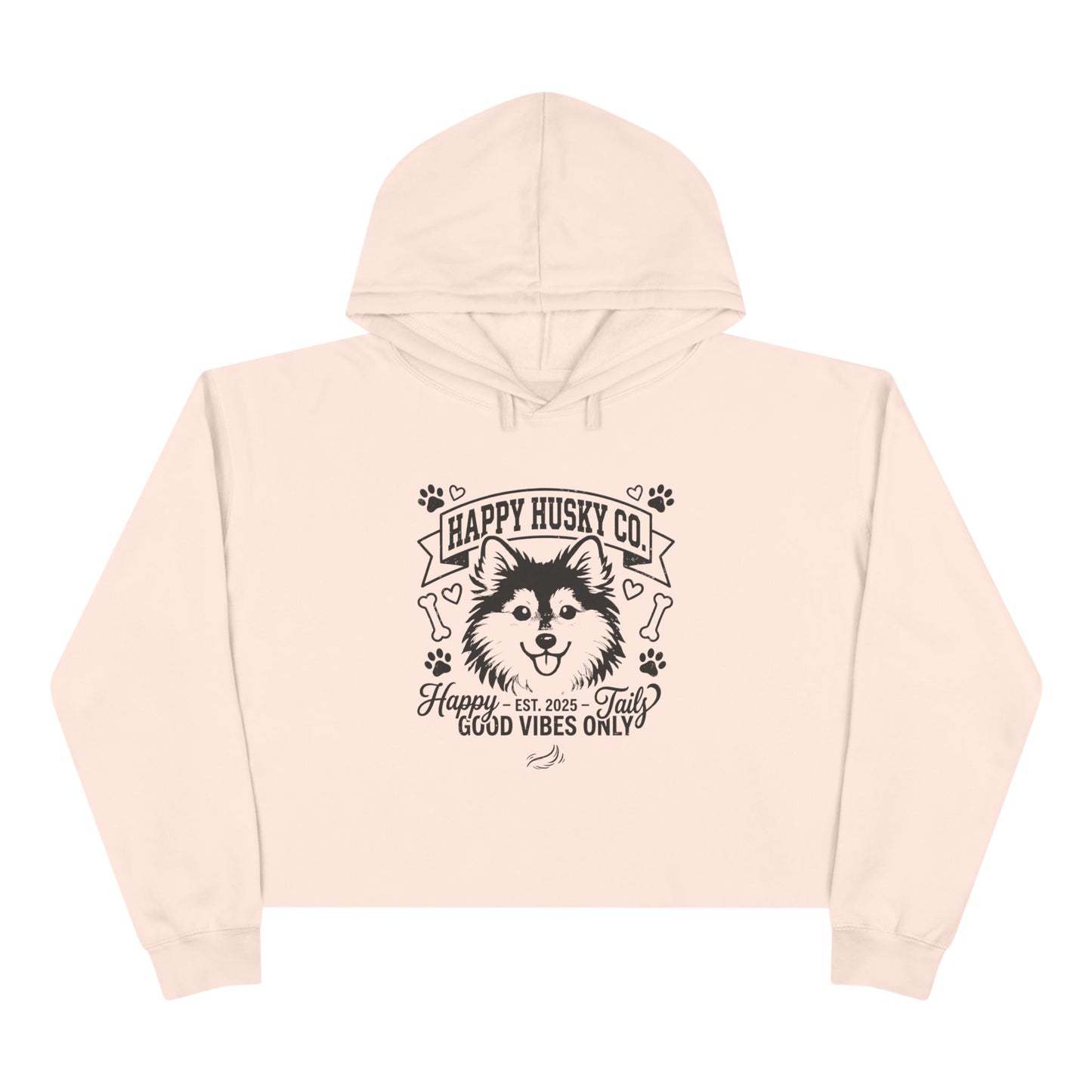 Happy Husky Co. 'Happy Tails, Good Vibes Only' Crop Hoodie (Additional Colors)