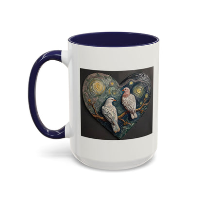 Two Doves Hearts One Branch Romantic Love Accent Coffee Mug (Additional Color)