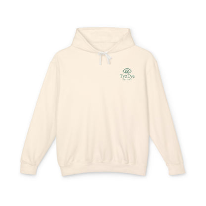 Unisex Adult Coastal Weathered Dock Sunrise Hoodie — 'Drift With the Tide' Graphic w/ Front Logo Lightweight Hooded Sweatshirt (Additional Color)