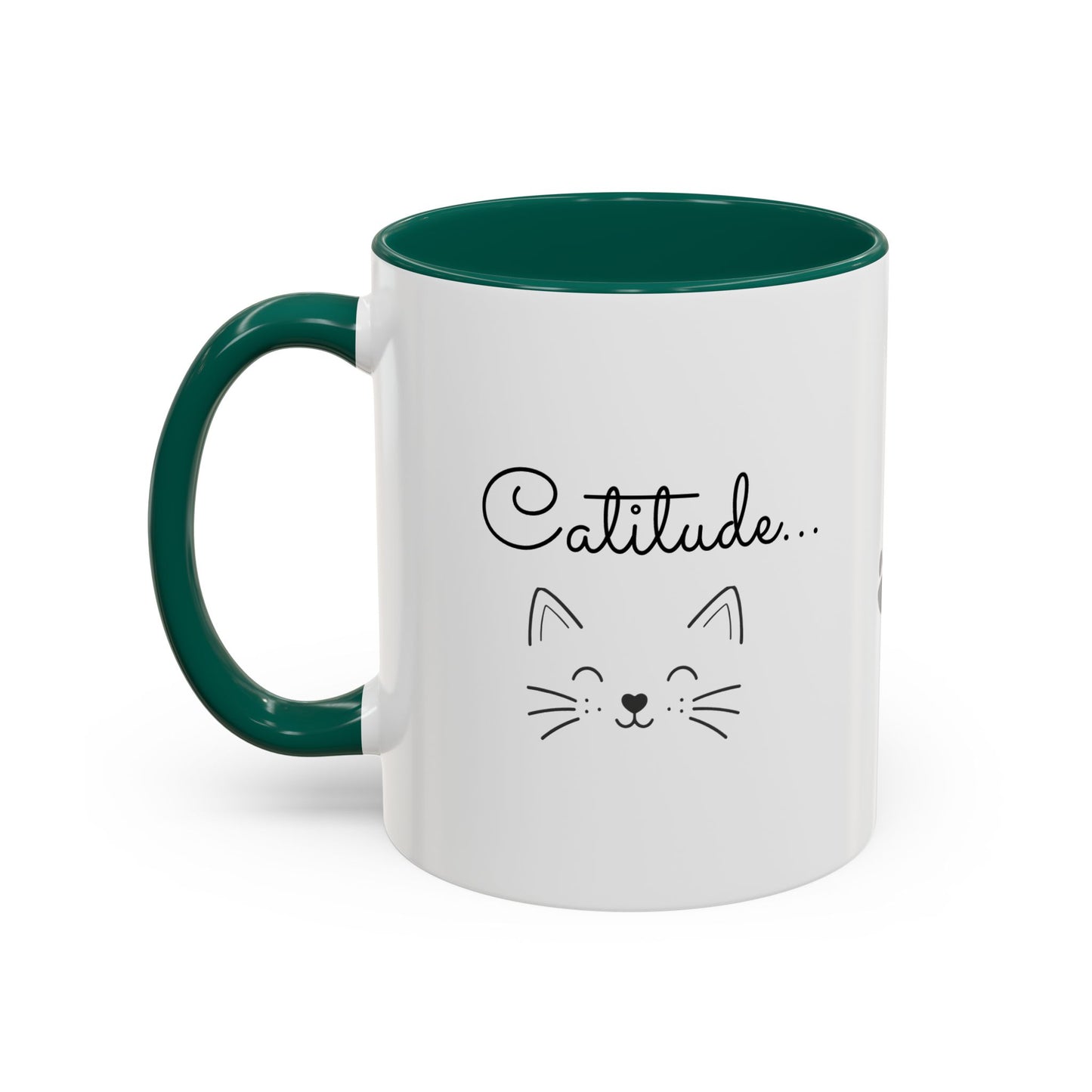Minimalist Cat Design Color Accent Mug - Catitude - 'Purr More Hiss Less' (Additional Colors)