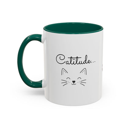 Minimalist Cat Design Color Accent Mug - Catitude - 'Purr More Hiss Less' (Additional Colors)