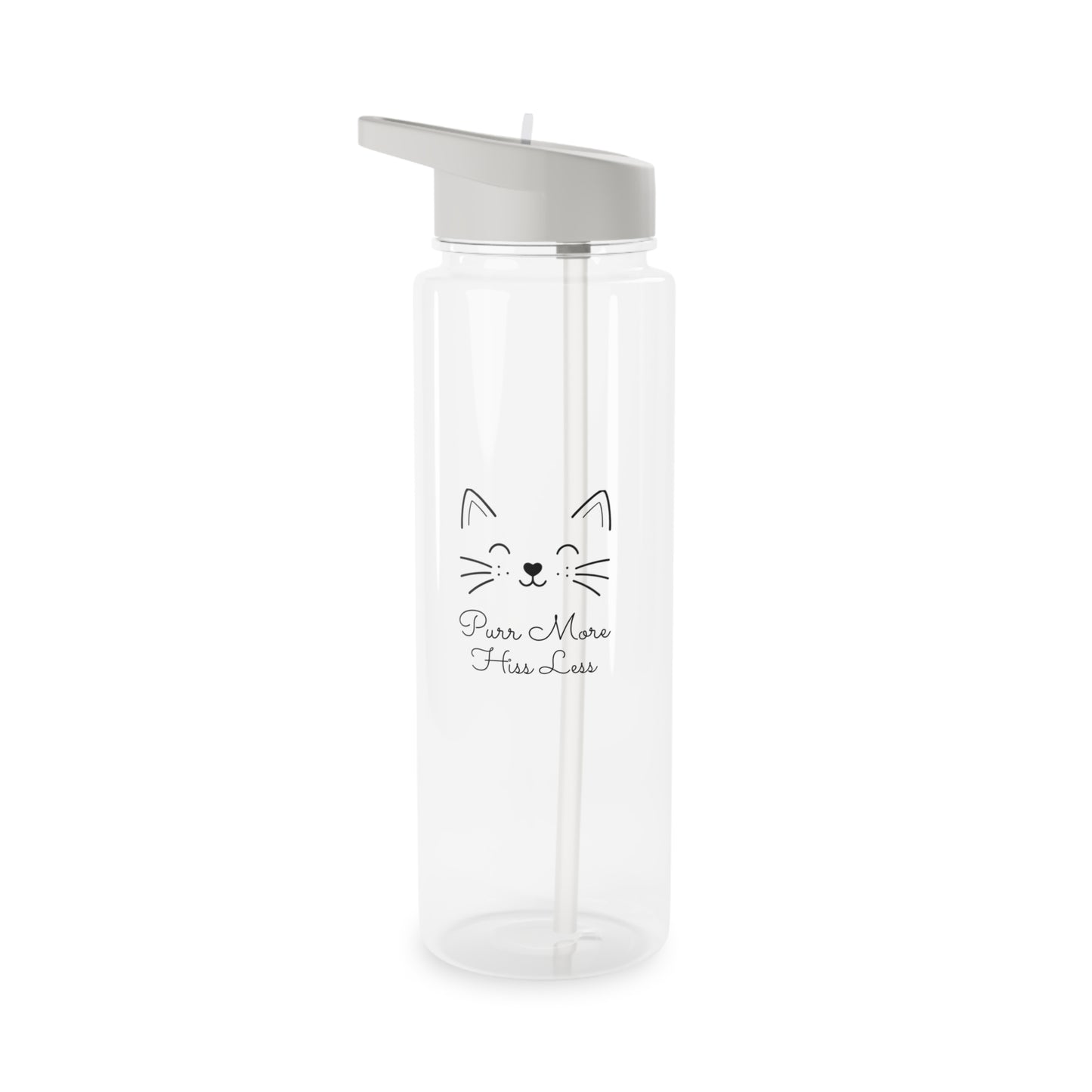 Cat Face Design Tritan Water Bottle — "Purr More Hiss Less" Cat Theme Water Bottle (Additional Size)
