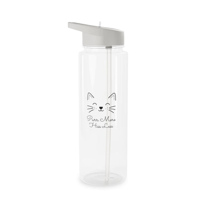 Cat Face Design Tritan Water Bottle — "Purr More Hiss Less" Cat Theme Water Bottle (Additional Size)