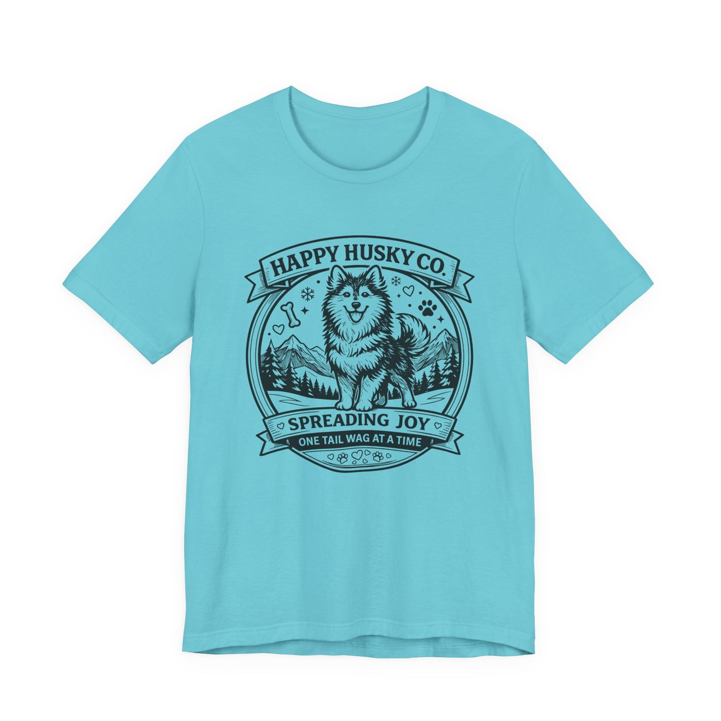 Unisex Happy Husky Co. Design T-Shirt — 'Spreading Joy One Tail Wag At A Time' Graphic Tee (Additional Colors)