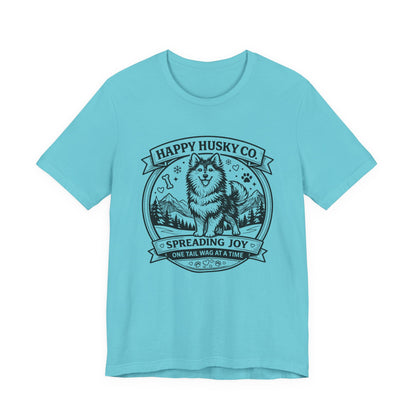 Unisex Happy Husky Co. Design T-Shirt — 'Spreading Joy One Tail Wag At A Time' Graphic Tee (Additional Colors)