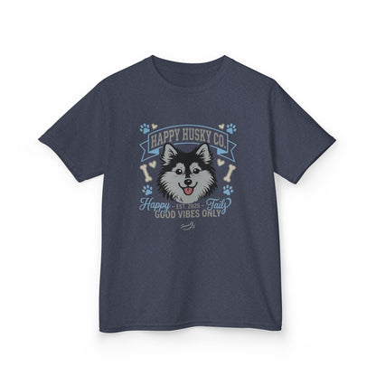 Kids Happy Husky Co. 'Happy Tails, Good Vibes Only' Tee — Puppy Graphic Shirt (Additional Colors)
