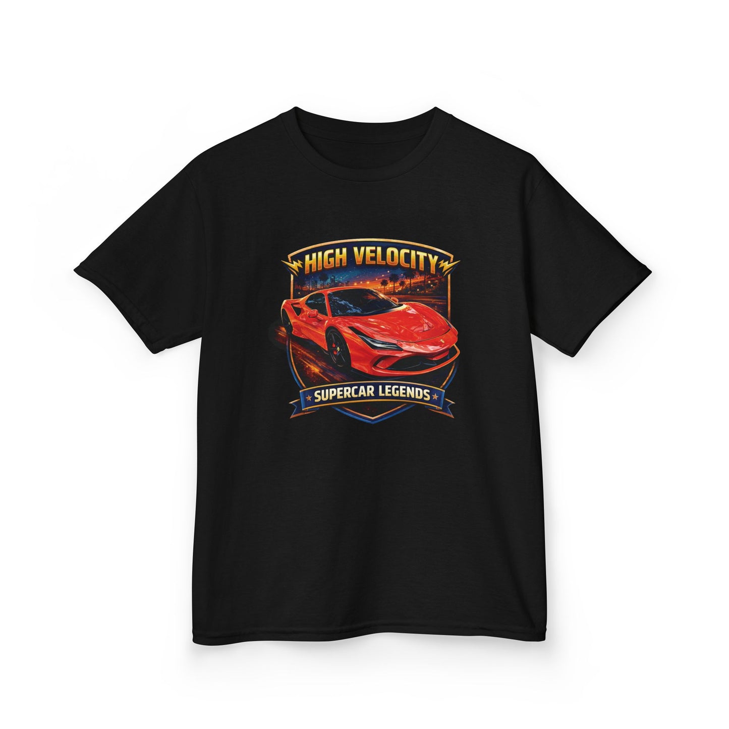Kids Red/Orange 'High Velocity' Sportscar Theme Supercar Legends Series Graphic Cotton Tee (Additional Colors)