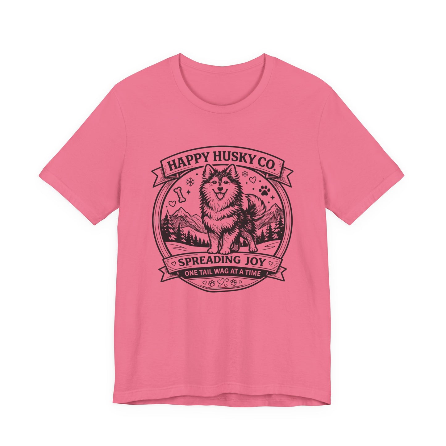 Unisex Happy Husky Co. Design T-Shirt — 'Spreading Joy One Tail Wag At A Time' Graphic Tee (Additional Colors)
