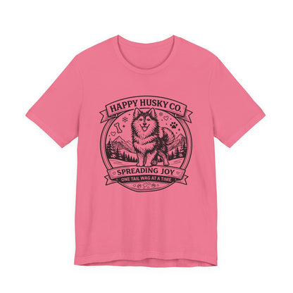 Unisex Happy Husky Co. Design T-Shirt — 'Spreading Joy One Tail Wag At A Time' Graphic Tee (Additional Colors)