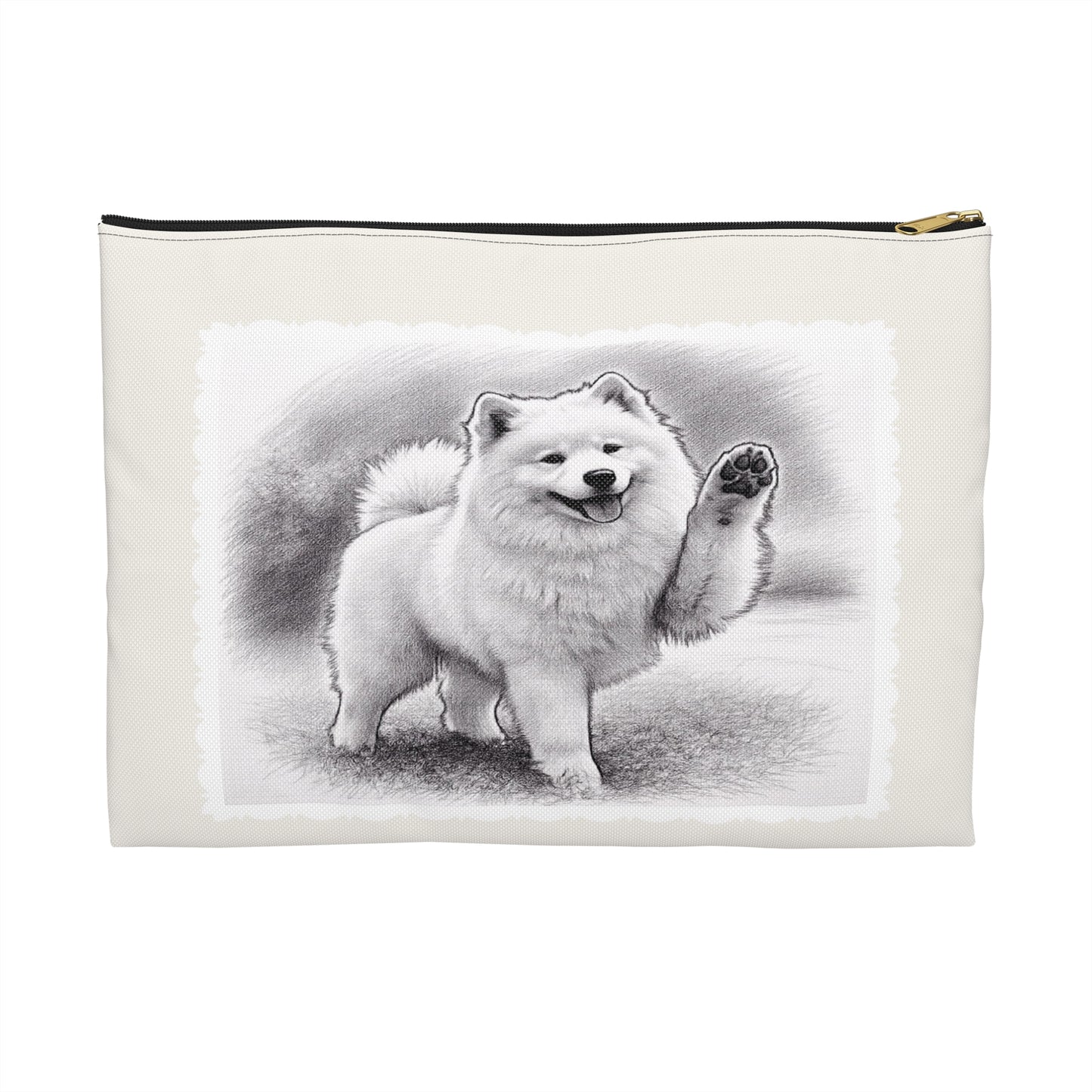 Samoyed Dog Accessory Pouch – Cute Waving Pup Zipper Bag for Phone, Makeup & Travel (Additional Size)