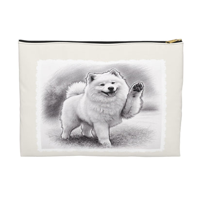 Samoyed Dog Accessory Pouch – Cute Waving Pup Zipper Bag for Phone, Makeup & Travel (Additional Size)