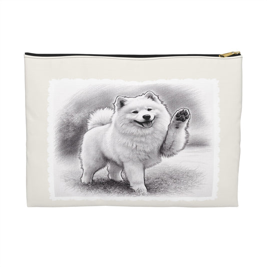 Samoyed Dog Accessory Pouch – Cute Waving Pup Zipper Bag for Phone, Makeup & Travel (Additional Size)