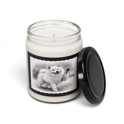 Fluffy Playful Samoyed Sketch Soy Candle — 9oz Scented Jar (Assorted Scents)