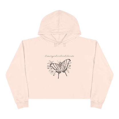 Adult Butterfly & Flowers Sketch Crop Hoodie — 'Emerge, Evolve, Elevate' Minimal Graphic (Additional Colors)