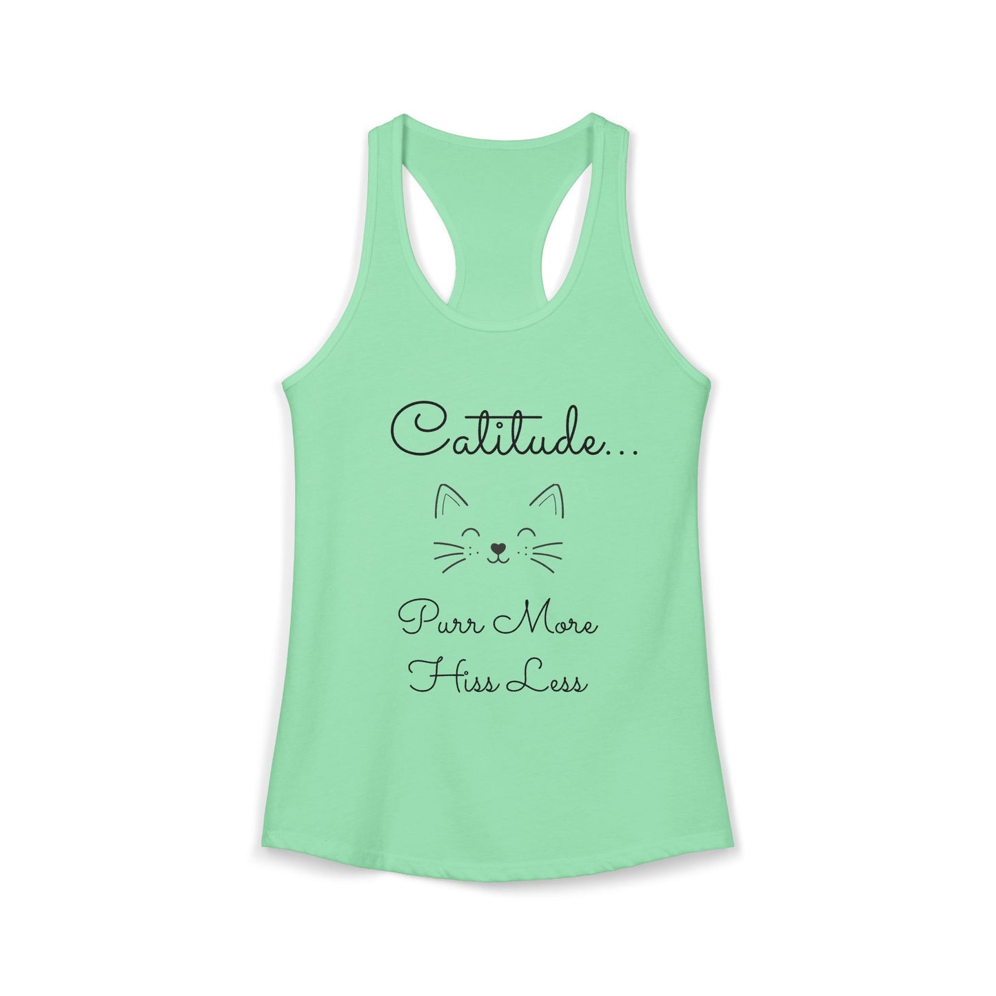 Catitude - 'Purr More Hiss Less' Double-Side Design Women's Racerback Tank Top (Additional Colors)