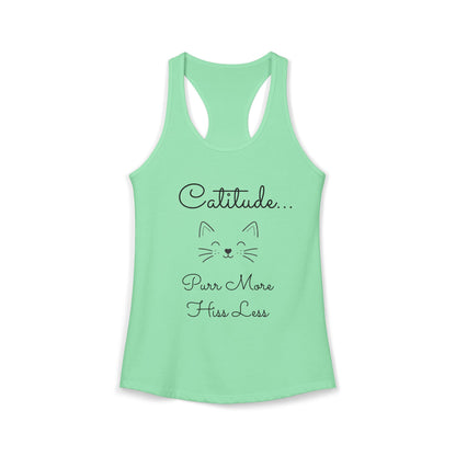 Catitude - 'Purr More Hiss Less' Double-Side Design Women's Racerback Tank Top (Additional Colors)