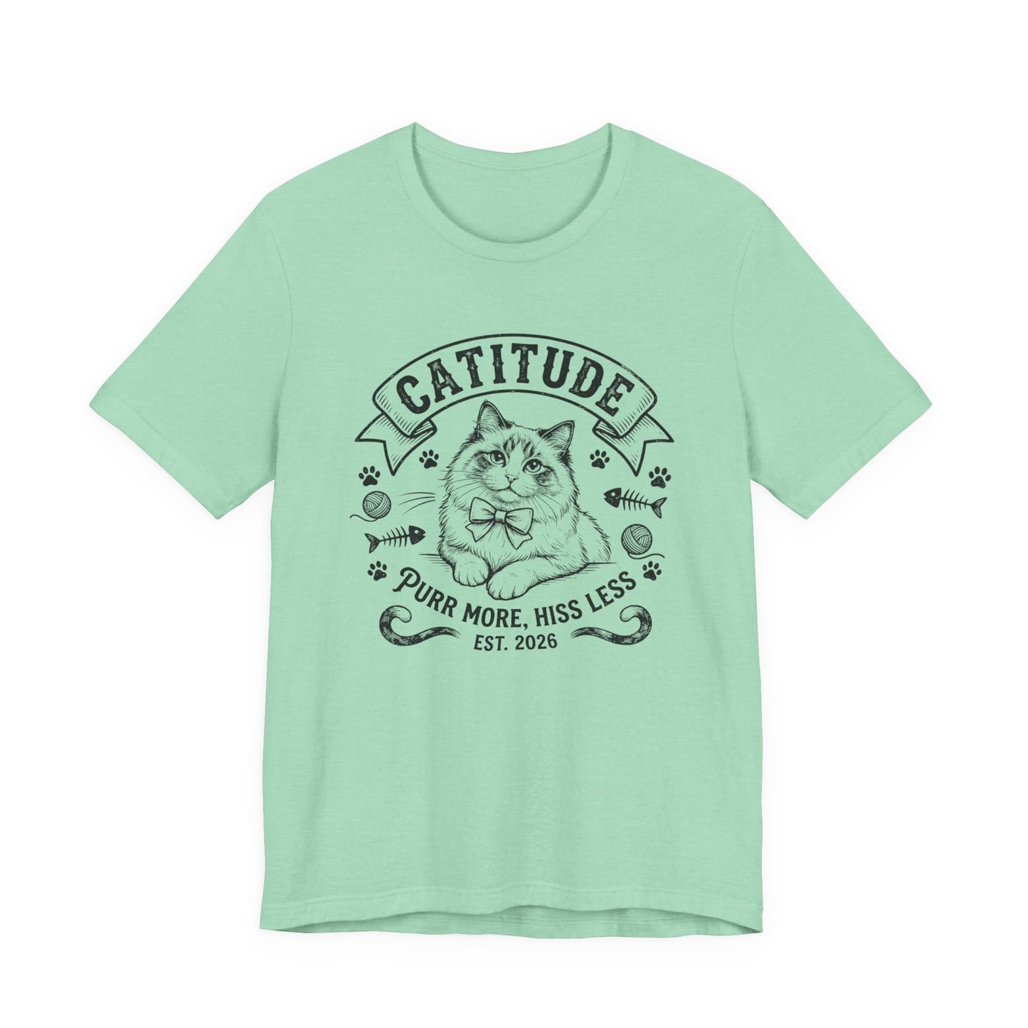 Unisex Jersey Short Sleeve Catitude Design Tee - 'Purr More, Hiss Less' (Additional Colors)
