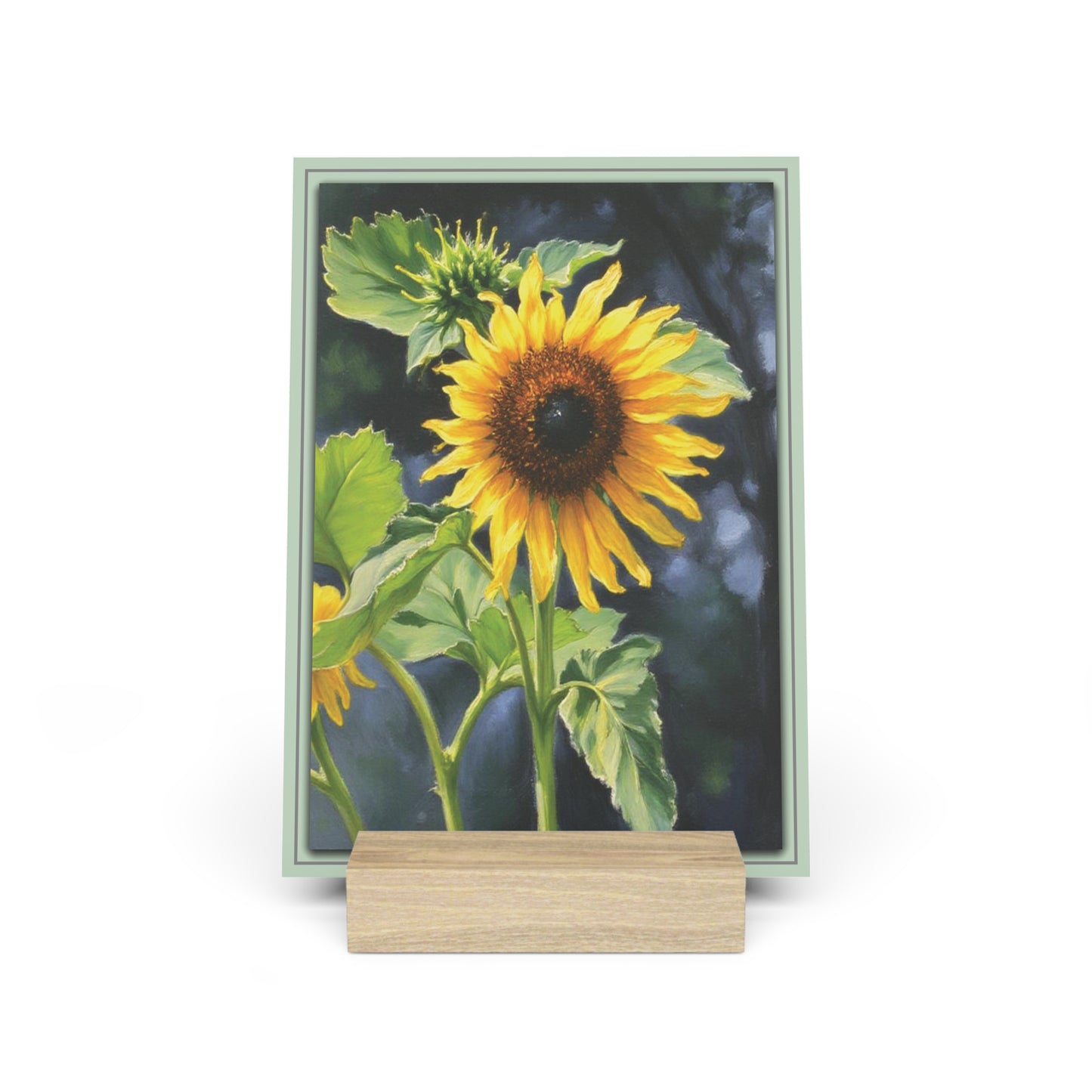Nature Sunflower Photo Gallery Board with Wooden Stand — Mini Nature Desk Art (Additional Sizes)