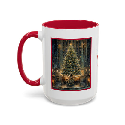 NYC Rockefeller Center Christmas Tree Red Accent Mug (11oz & 15oz)