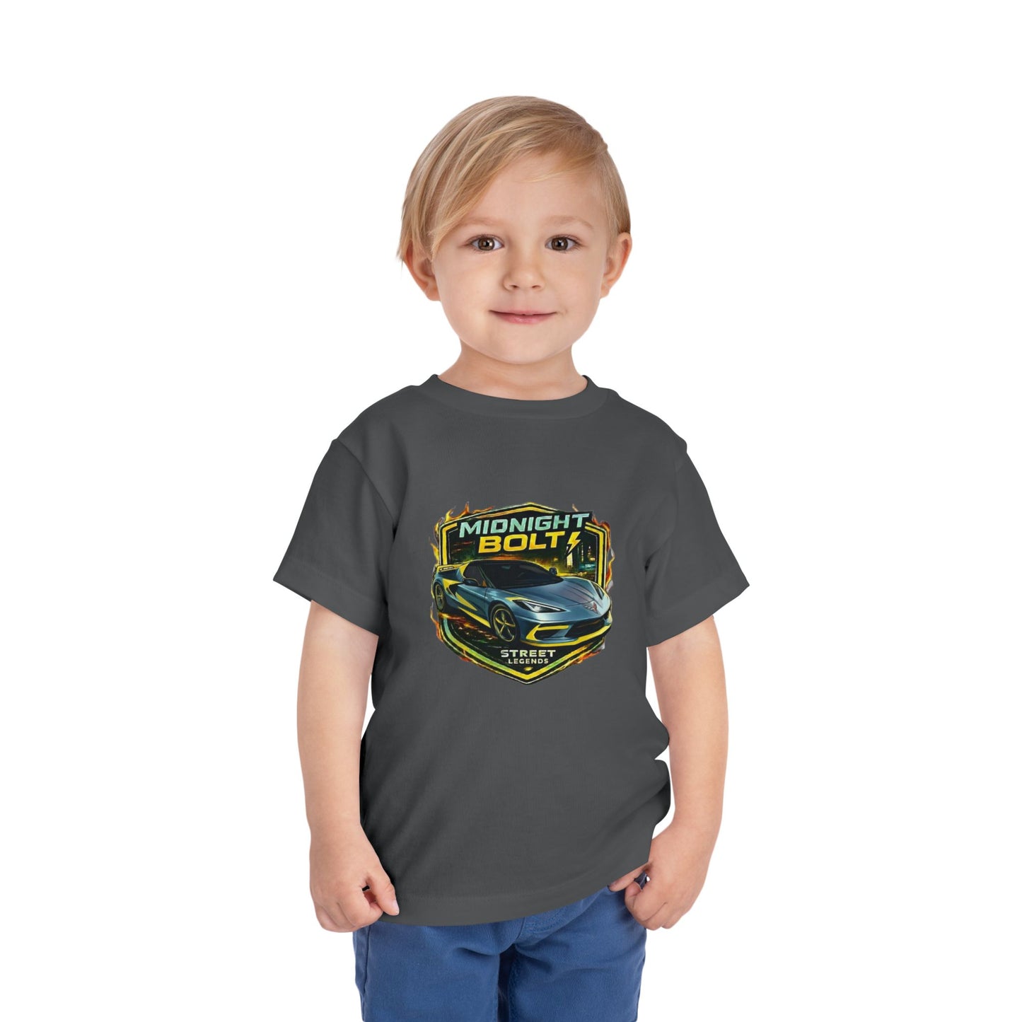 Toddler 'Midnight Bolt' Blue Sports Car Theme Street Legends Series Short Sleeve Tee (Additional Colors)