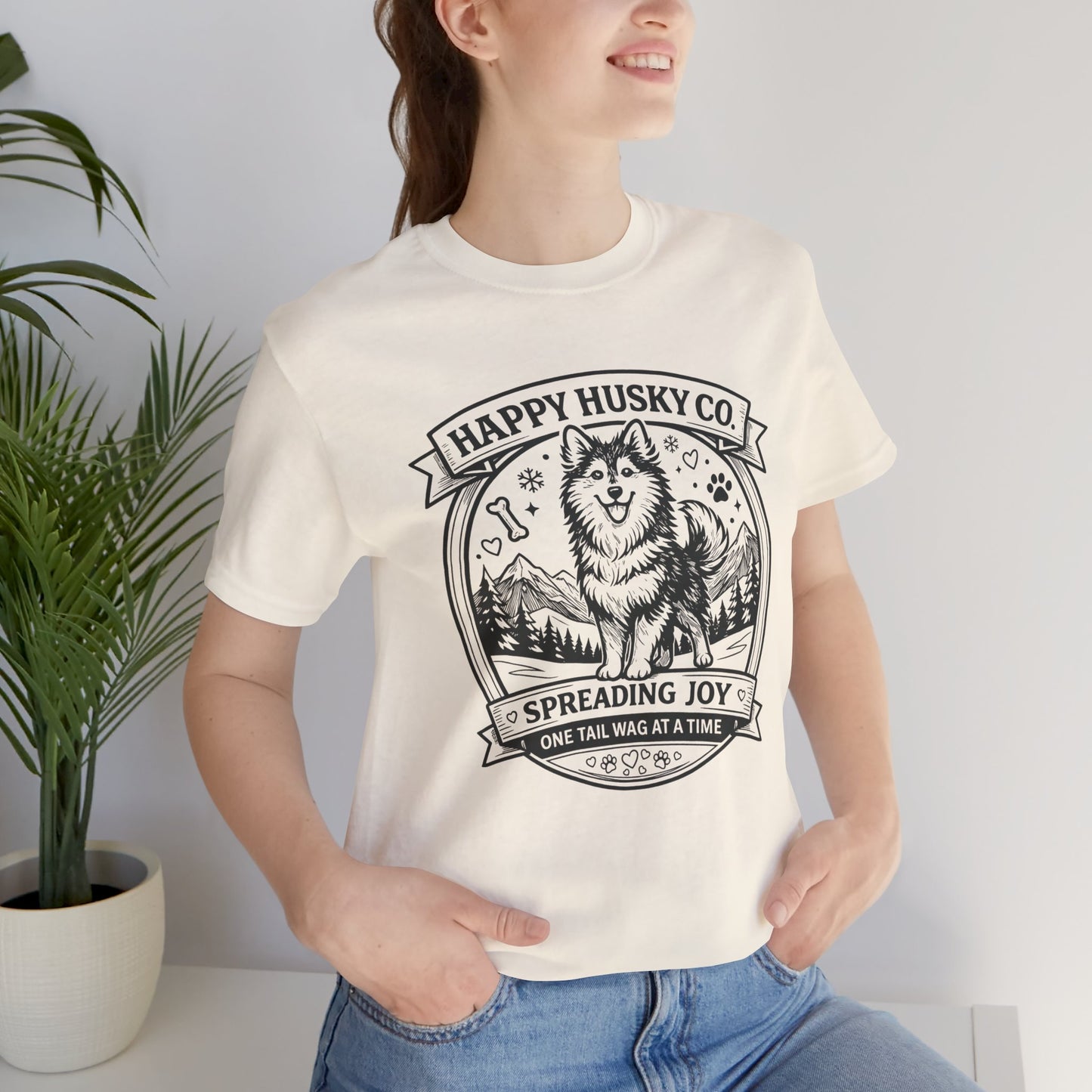 Unisex Happy Husky Co. Design T-Shirt — 'Spreading Joy One Tail Wag At A Time' Graphic Tee (Additional Colors)