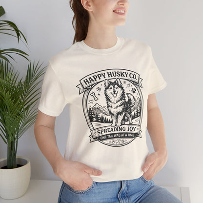 Unisex Happy Husky Co. Design T-Shirt — 'Spreading Joy One Tail Wag At A Time' Graphic Tee (Additional Colors)