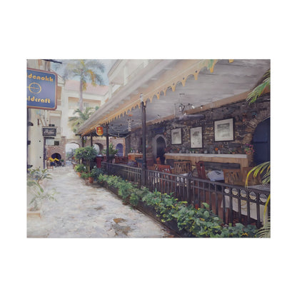 Textured Watercolor-Style Matte Serene Street Scene Art Print